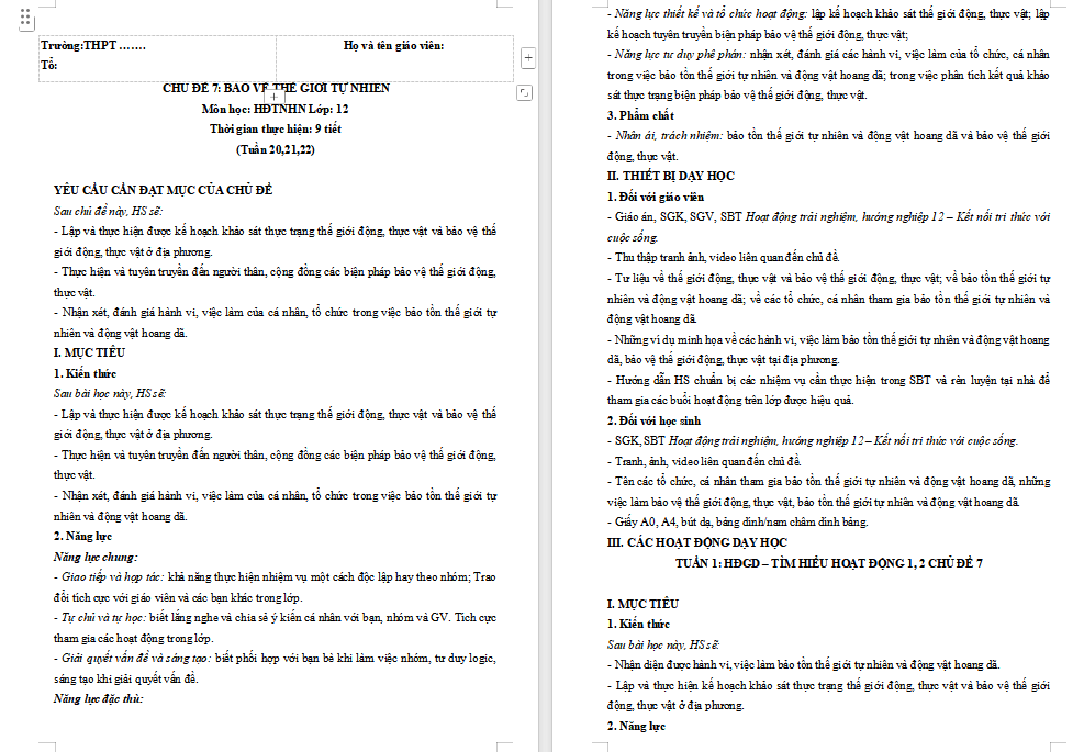 Giáo án PowerPoint HĐTN 12 Chủ đề 7