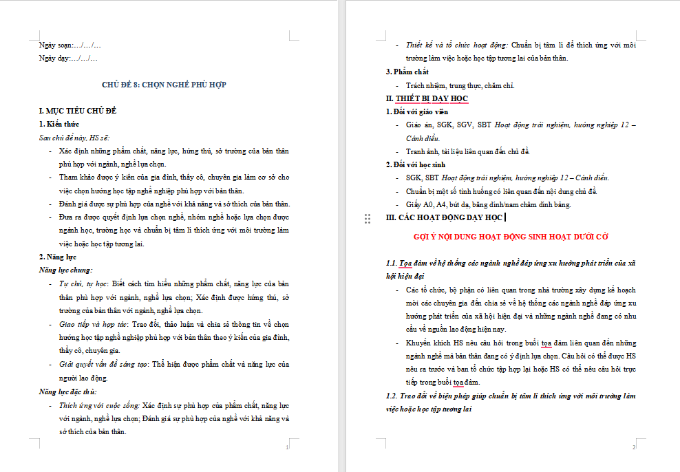 Giáo án PowerPoint HĐTN 12 Chủ đề 8