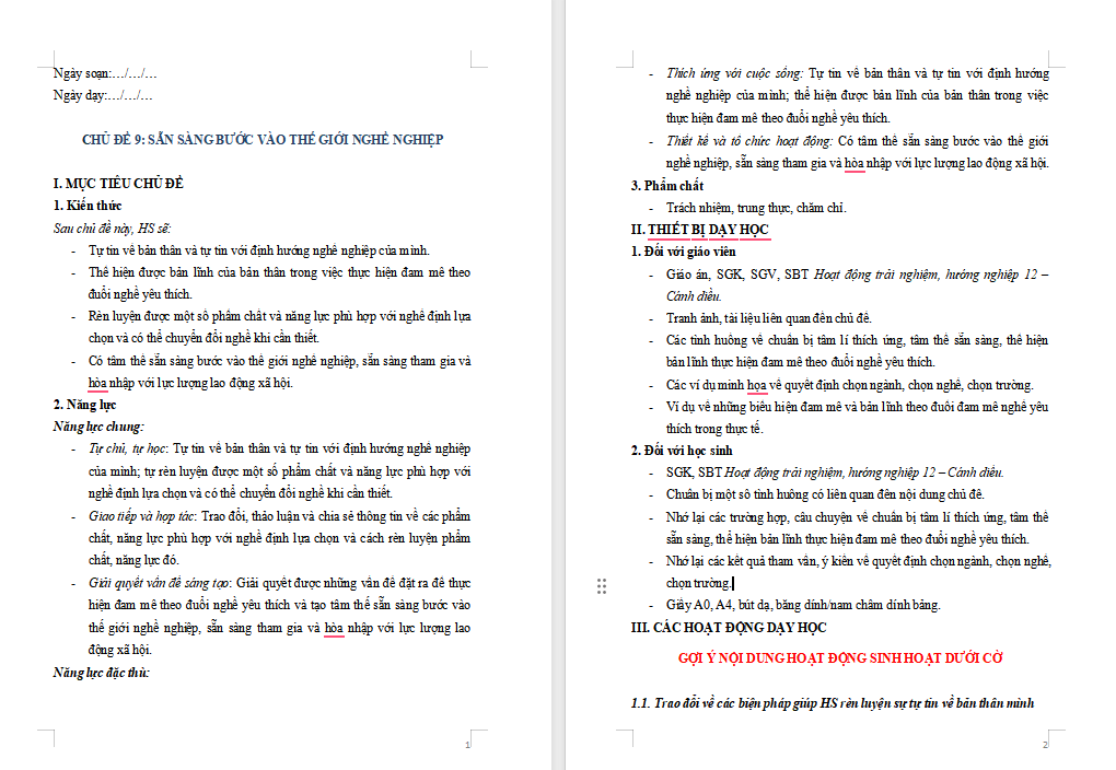 Giáo án PowerPoint HĐTN 12 Chủ đề 9