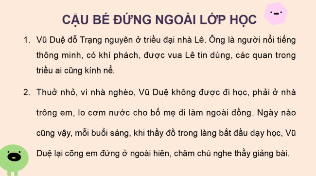 PowerPoint Tiếng Việt 2 Bài 11: Nghe - kể Cậu bé đứng ngoài lớp học