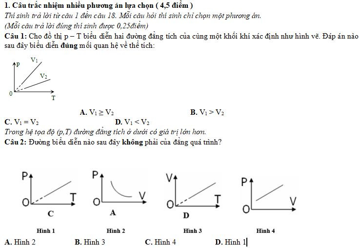 Bài tập Đồ thị chất khí