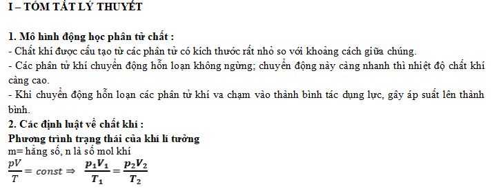 Bài tập về khí lí tưởng