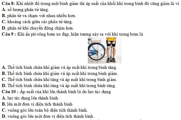 Bài tập Mô hình động học phân tử chất khí