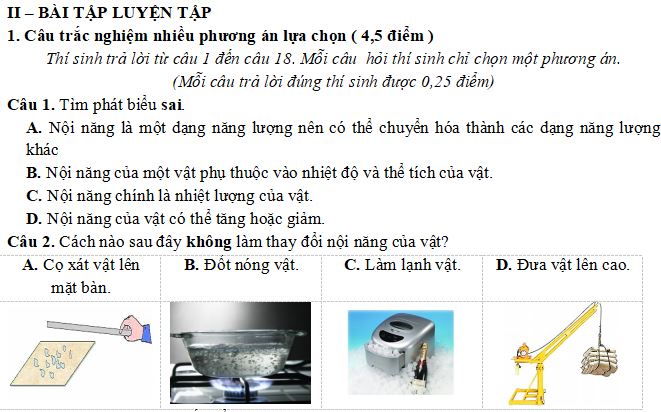 Bài tập Nội năng - Định luật I của nhiệt động lực học