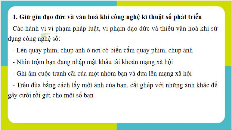 Sử dụng công nghệ kĩ thuật số có đạo đức và văn hóa