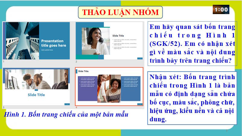 Giáo án PowerPoint Tin học 8 Bài 6: Sử dụng các bản mẫu trong tạo bài trình chiếu