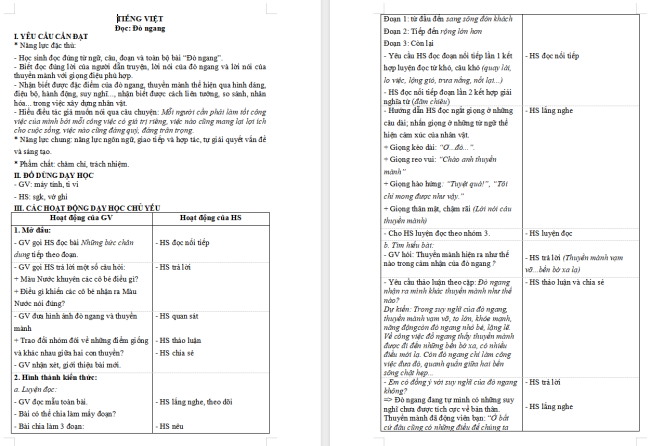 Giáo án Tiếng Việt 4 Bài 8: Đò ngang