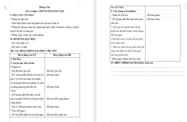 Giáo án Tiếng Việt 4 Bài 18: Chúng em sáng tạo