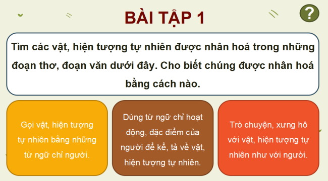 PowerPoint Tiếng Việt 4 Bài 19: Luyện tập về biện pháp nhân hóa
