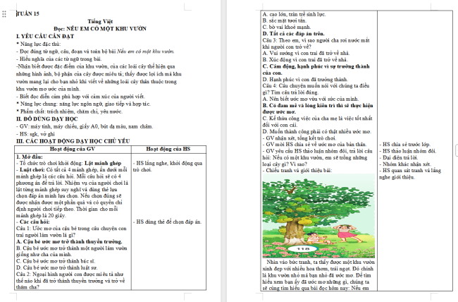 Giáo án Tiếng Việt 4 Bài 27: Nếu em có một khu vườn