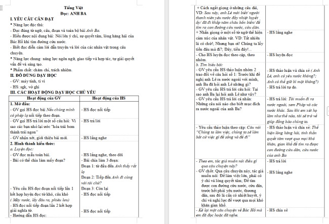 Giáo án Tiếng Việt 4 Bài 32: Anh Ba
