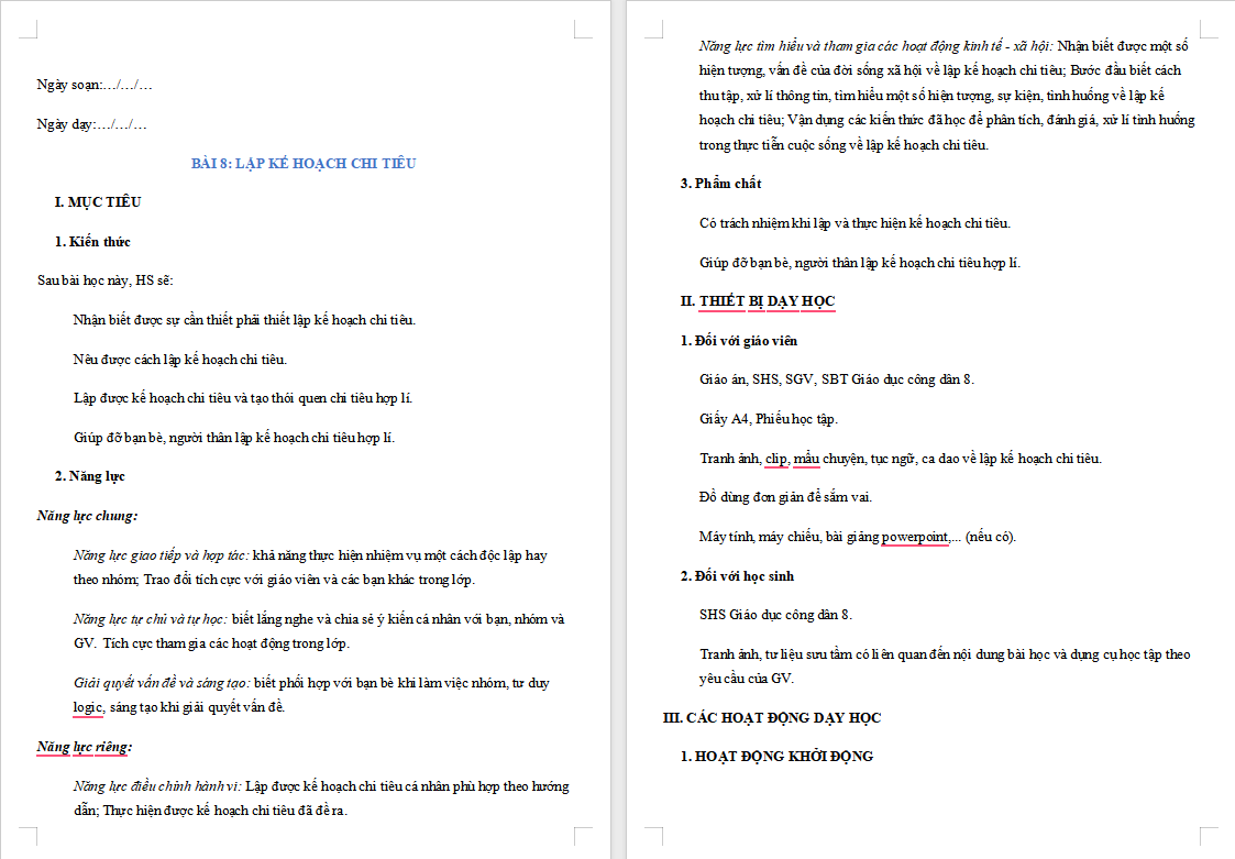 Lập kế hoạch chi tiêu