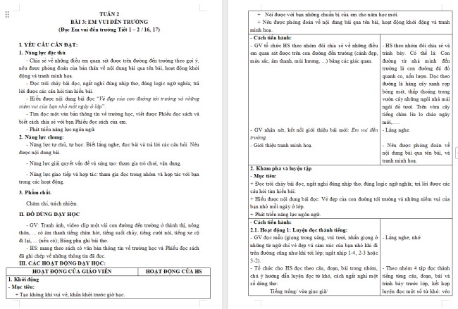 Giáo án Tiếng Việt 3 Bài 3: Em vui đến trường