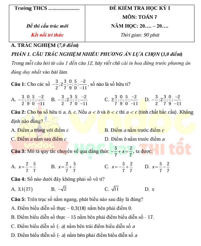 de thi hoc ki 1 Toan 7 Ket noi tri thuc Theo CV 7991 1*831834