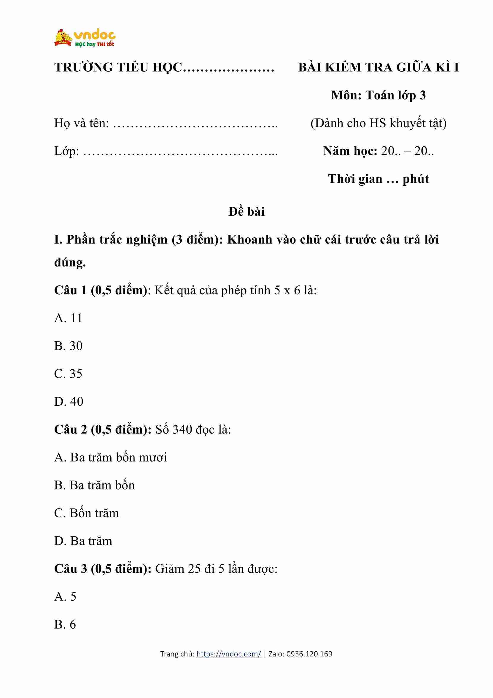 De thi giua hoc ki 1 mon toan lop 3 hs khuyet tat hinh anh 0*832478