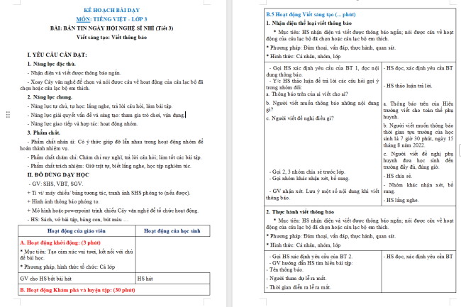 Giáo án Tiếng Việt 3 Bài 2: Viết thông báo
