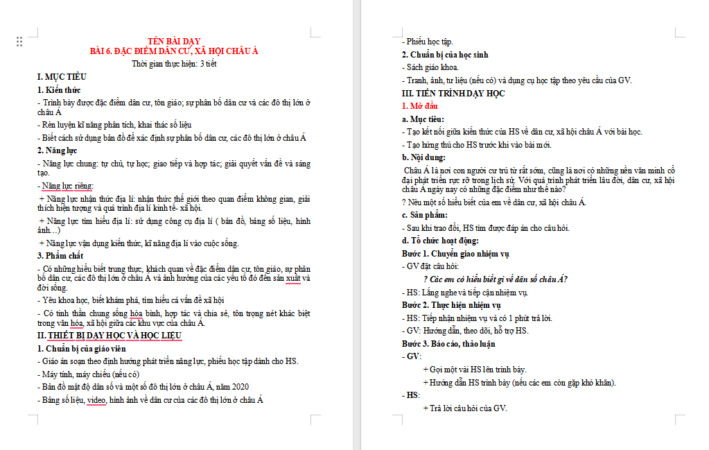 Đặc điểm dân cư xã hội châu Á