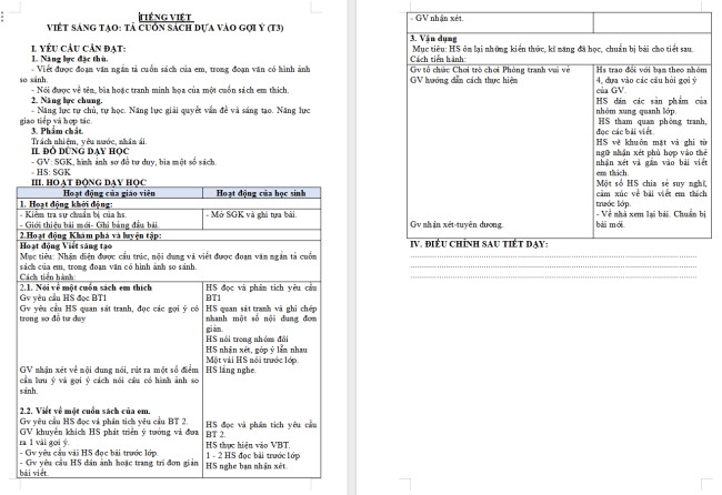 Giáo án Tiếng Việt 3 Bài 4: Tả cuốn sách dựa vào gợi ý