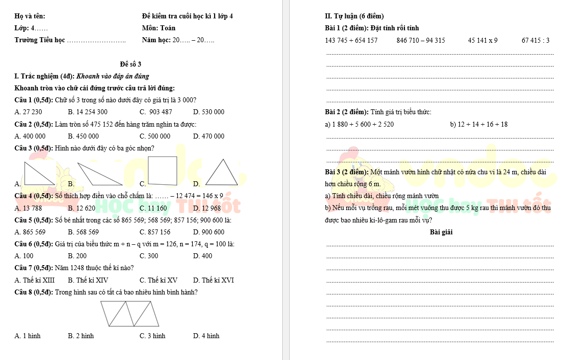 de thi hoc ki 1 lop 4 mon Toan sach Ket noi tri thuc de so 3*833226