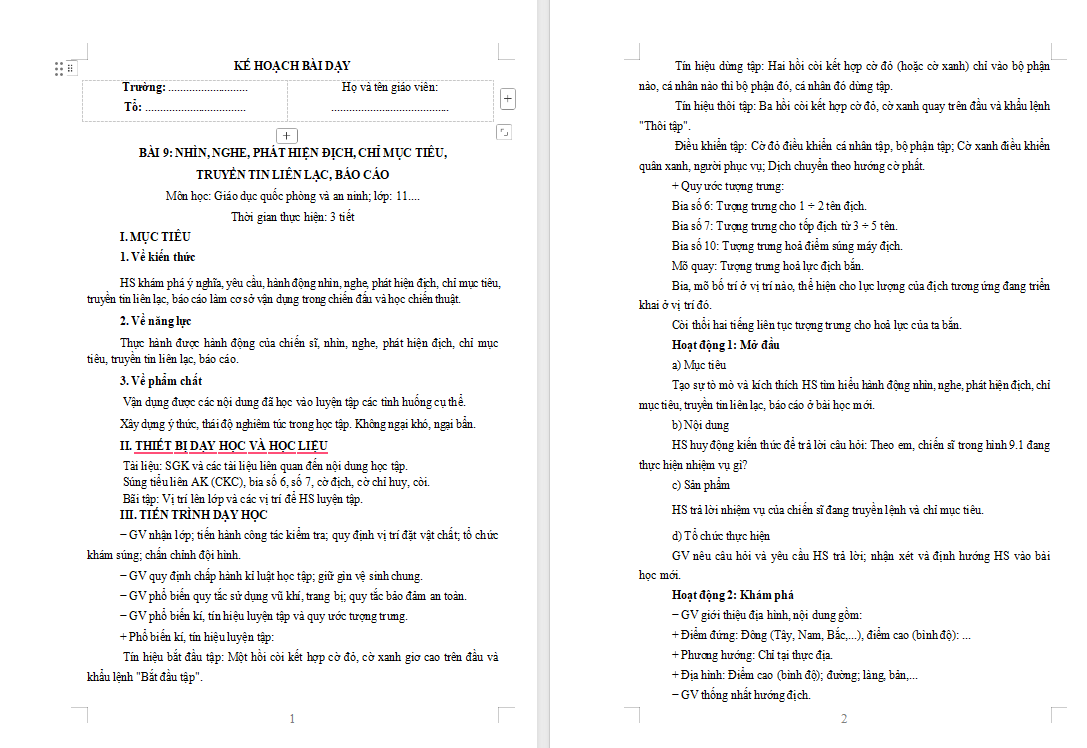 Giáo án PowerPoint Giáo dục Quốc phòng 11 Bài 9