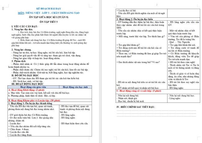 Giáo án Tiếng Việt 3 Ôn tập giữa học kì I (Tiết 5)