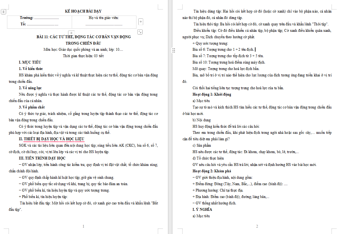Giáo án PowerPoint Giáo dục Quốc phòng 10 Bài 11: