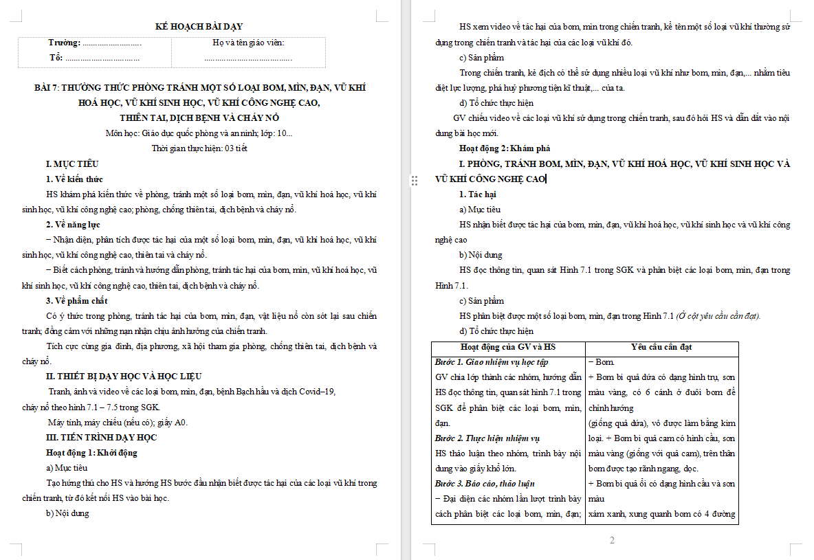 Giáo án PowerPoint Giáo dục Quốc phòng 10 Bài 7: