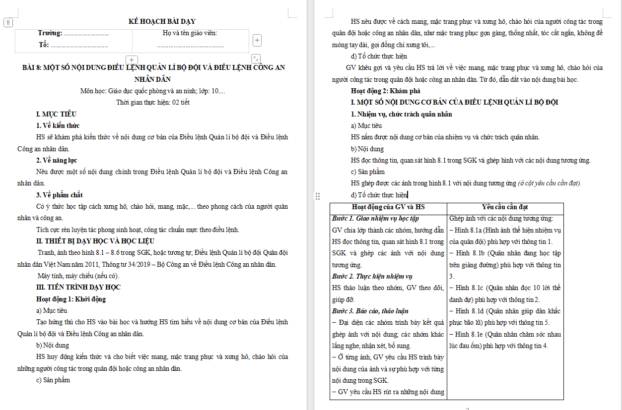 Giáo án PowerPoint Giáo dục Quốc phòng 10 Bài 8: