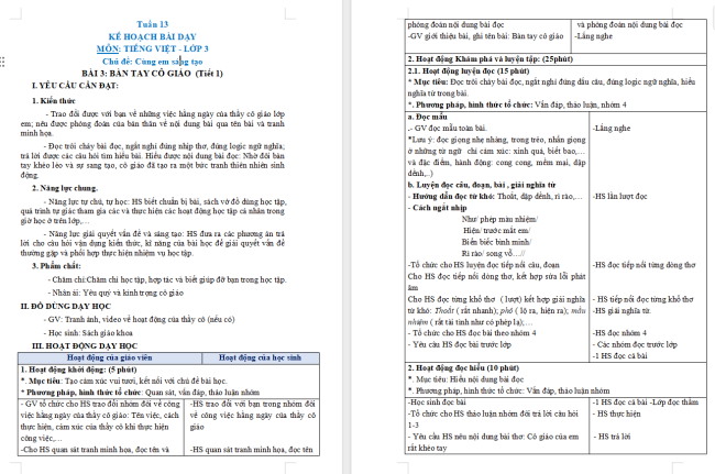Giáo án Tiếng Việt 3 Bài 3: Bàn tay cô giáo