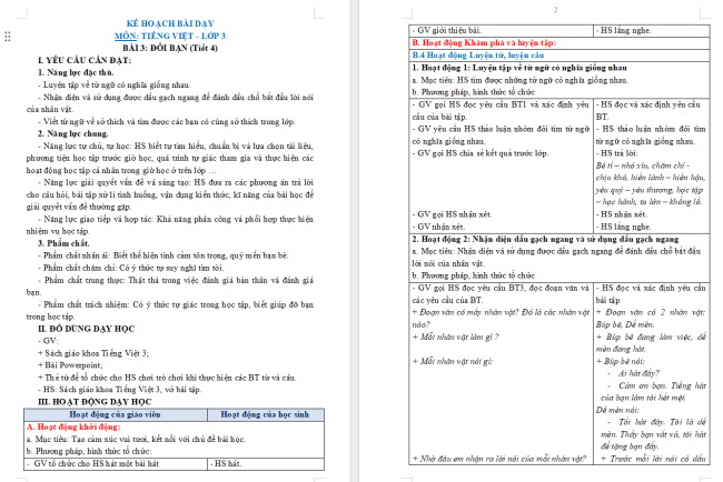 Giáo án Tiếng Việt 3 Bài 3: Luyện tập về từ có nghĩa giống nhau
