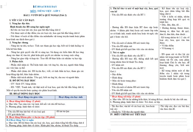 Giáo án Tiếng Việt 3 Bài 2: Nói về một nhân vật trong truyện tranh hoặc phim hoạt hình