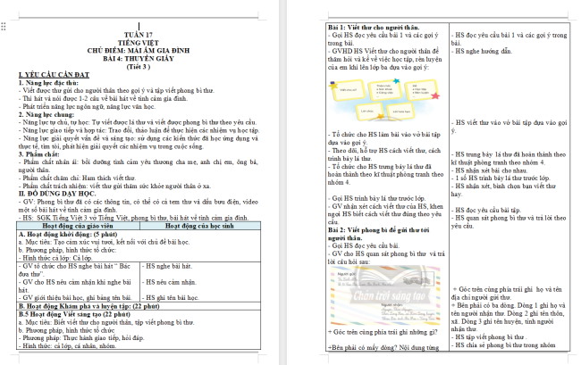 Giáo án Tiếng Việt 3 Bài 4: Luyện tập viết thư cho người thân