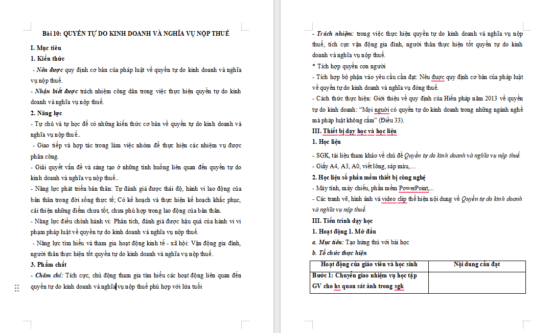 Giáo án Giáo dục công dân 9 Bài 10 Cánh diều