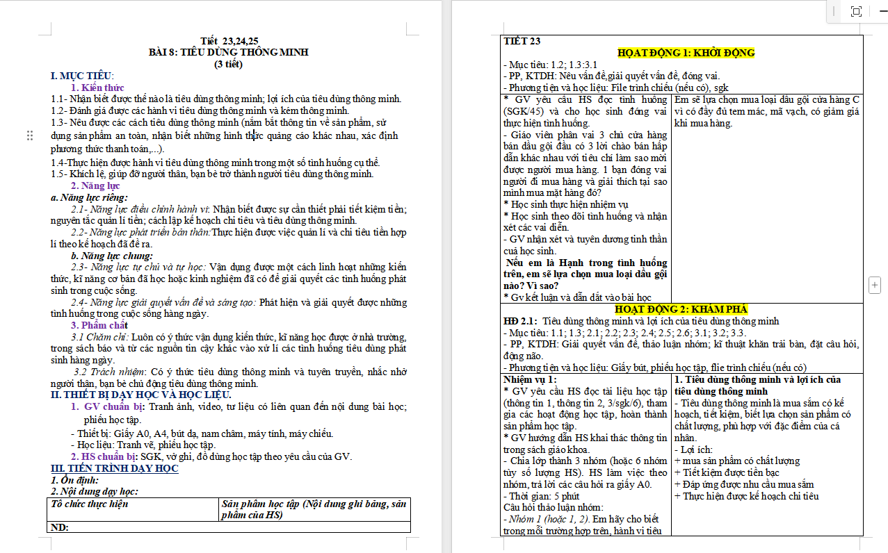Giáo án Giáo dục công dân 9 Bài 8 Cánh diều