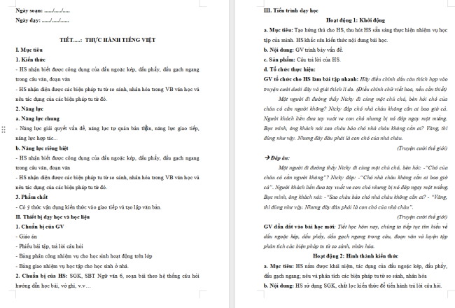 Giáo án Văn 6 Bài 5: Thực hành tiếng Việt (trang 118)