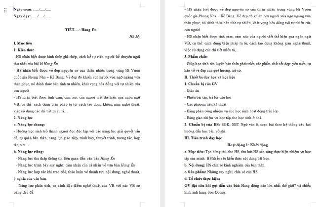 Giáo án Văn 6 Bài 5: Hang Én