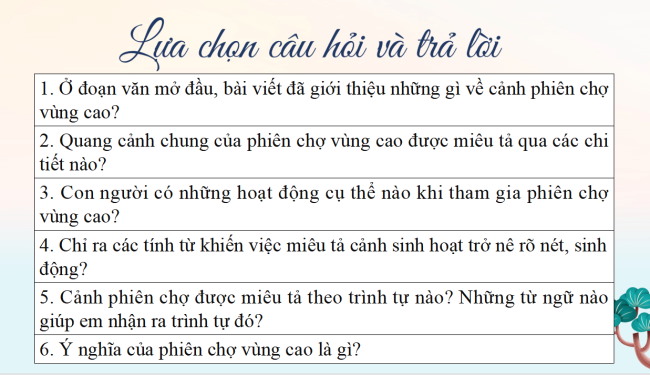 PowerPoint Ngữ văn 6 Bài 5: Viết bài văn tả cảnh sinh hoạt