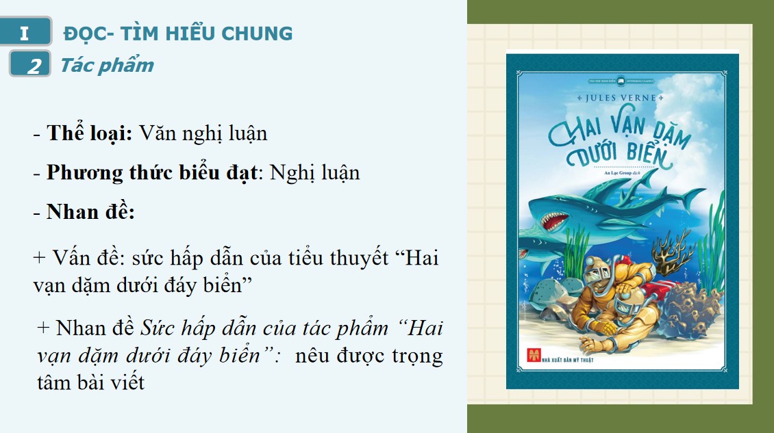 Giáo án PPT Văn 7 Cánh Diều Bài Sức hấp dẫn của tác phẩm "Hai vạn dặm dưới đáy biển"