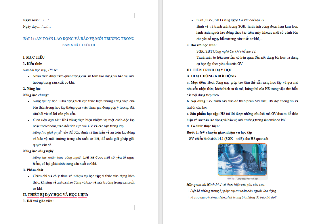 Giáo án PowerPoint Công nghệ 11 Bài 14