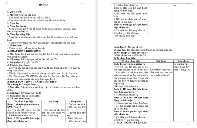 Giáo án Văn 6 Bài 5: Ôn tập