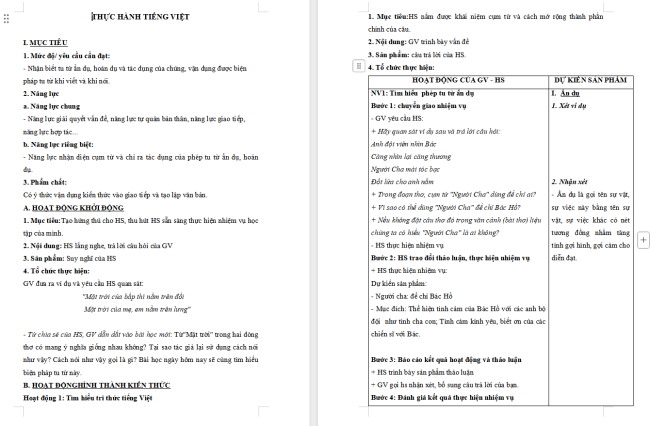 Giáo án Văn 6 Bài 5: Thực hành tiếng Việt