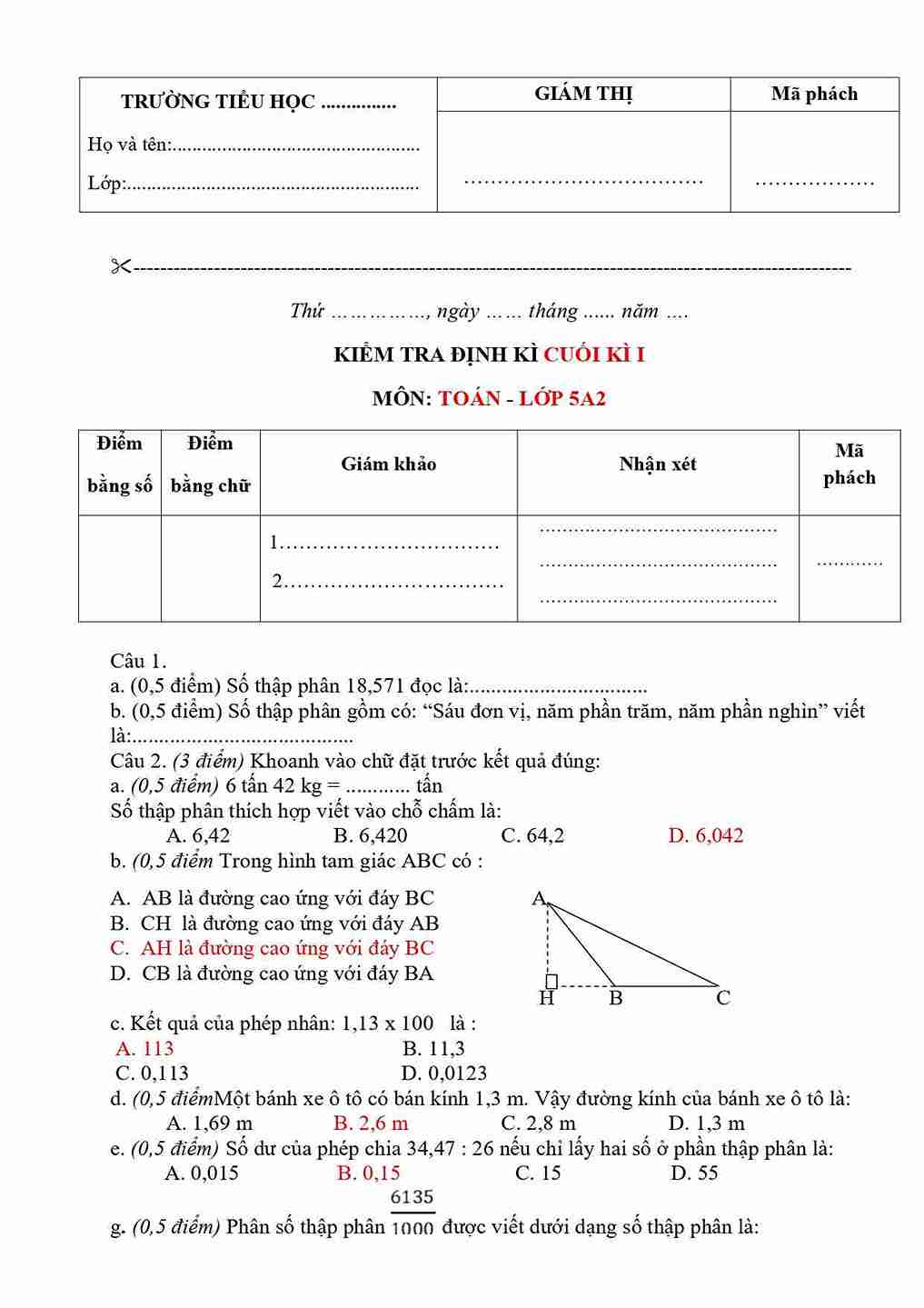 De thi hoc ki 1 Toan lop 5 CTST De so 2 2*837969