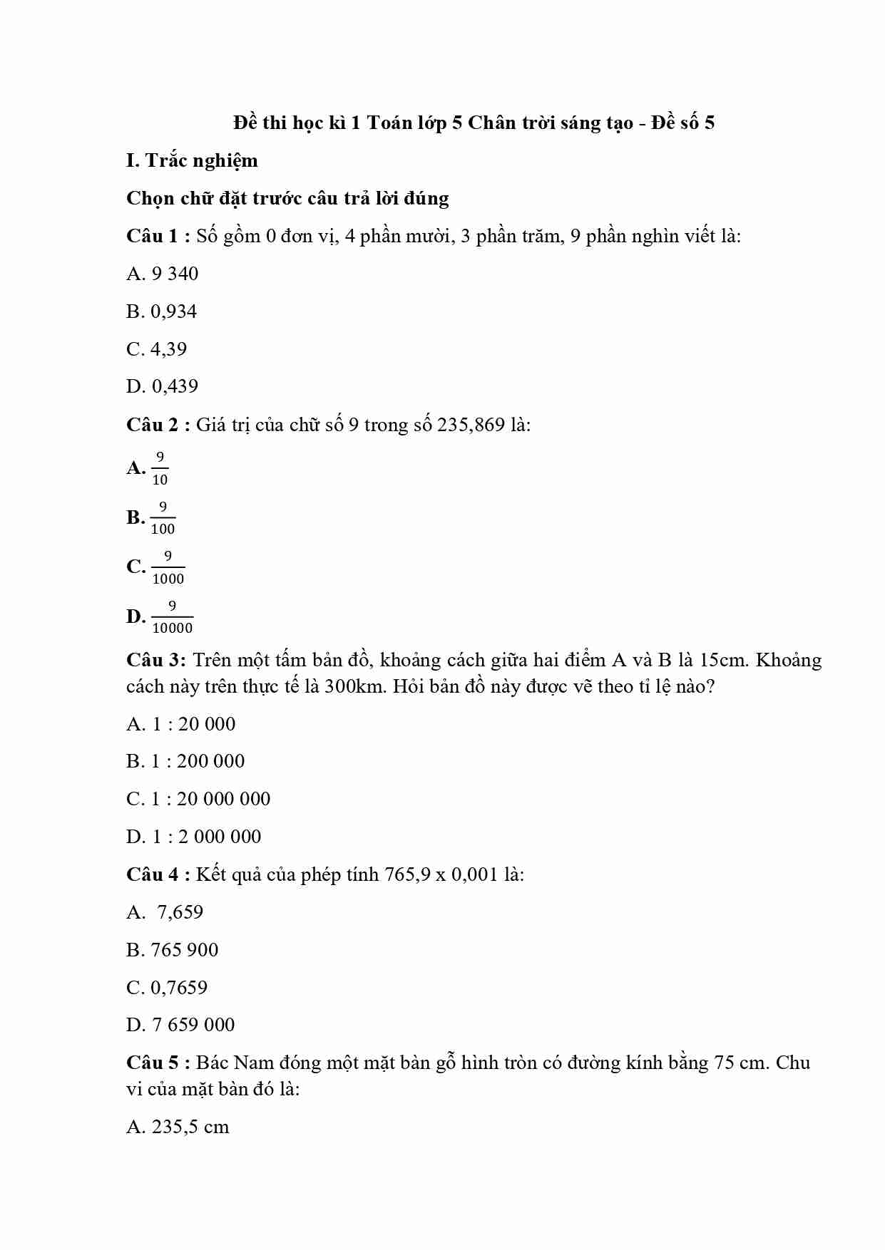 De thi hoc ki 1 Toan lop 5 CTST De so 5 1*838338