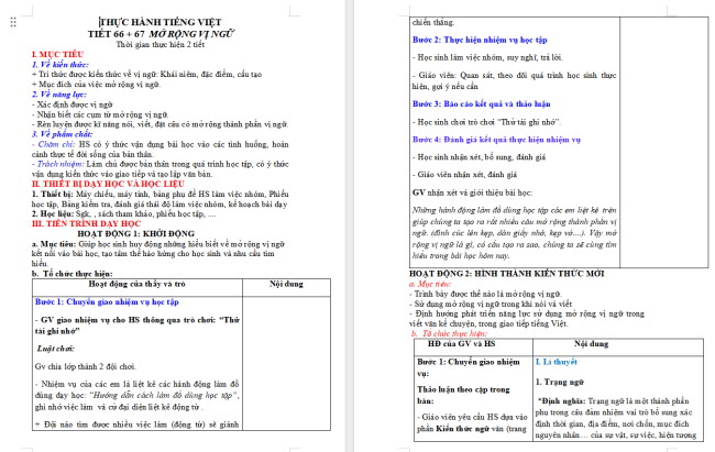 Giáo án Văn 6 Bài 5: Thực hành tiếng Việt