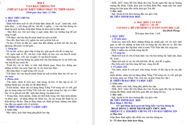 Giáo án Văn 6 Bài 5: Hồ Chí Minh và Tuyên ngôn Độc lập