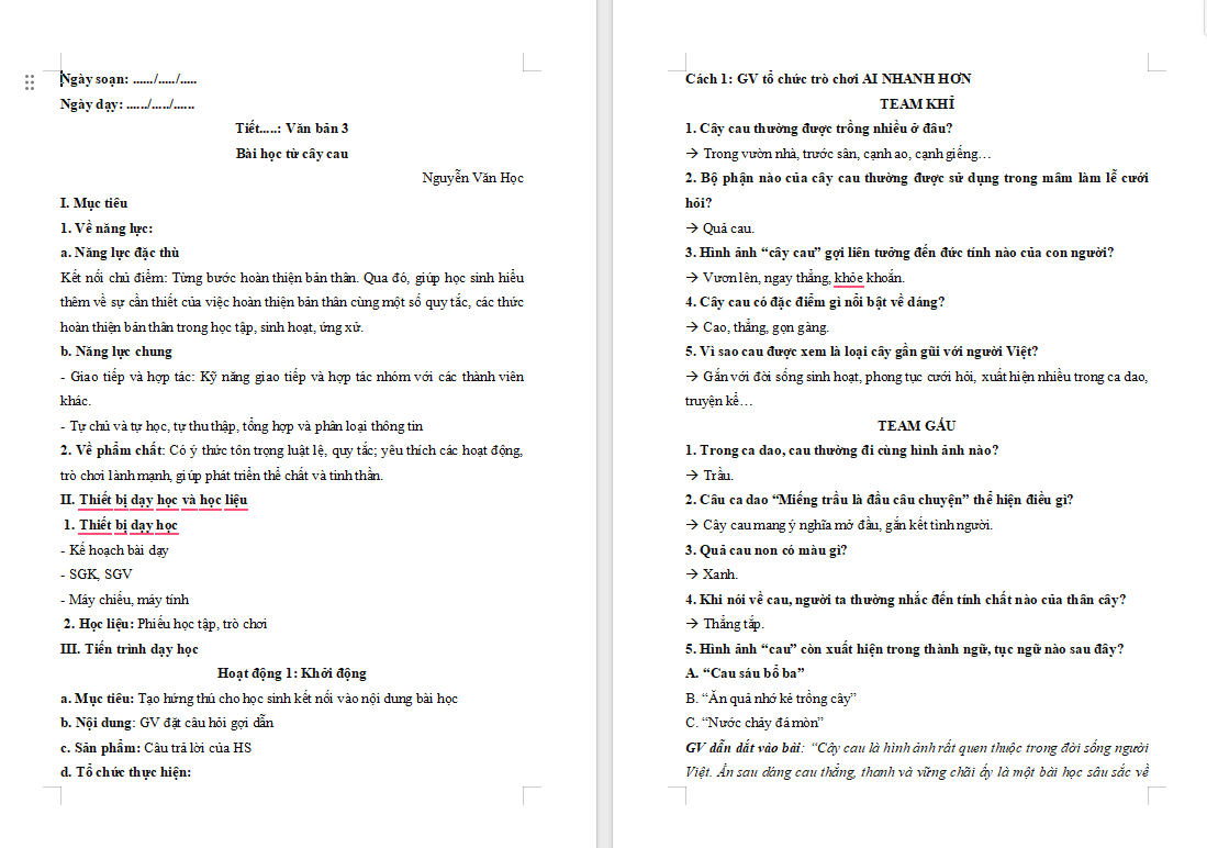 Bài học từ cây cau