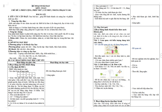 Giáo án Toán 2: Lít