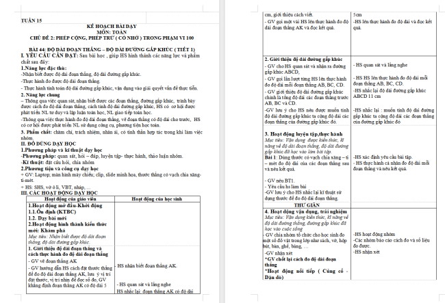 Giáo án Toán 2: Độ dài đoạn thẳng - Độ dài đường gấp khúc