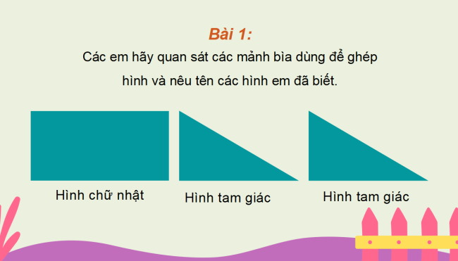 PowerPoint Toán 2: Thực hành lắp ghép, xếp hình phẳng