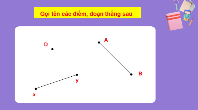 PowerPoint Toán 2 Bài 25: Điểm, đoạn thẳng, đường thẳng, đường cong, ba điểm thẳng hàng